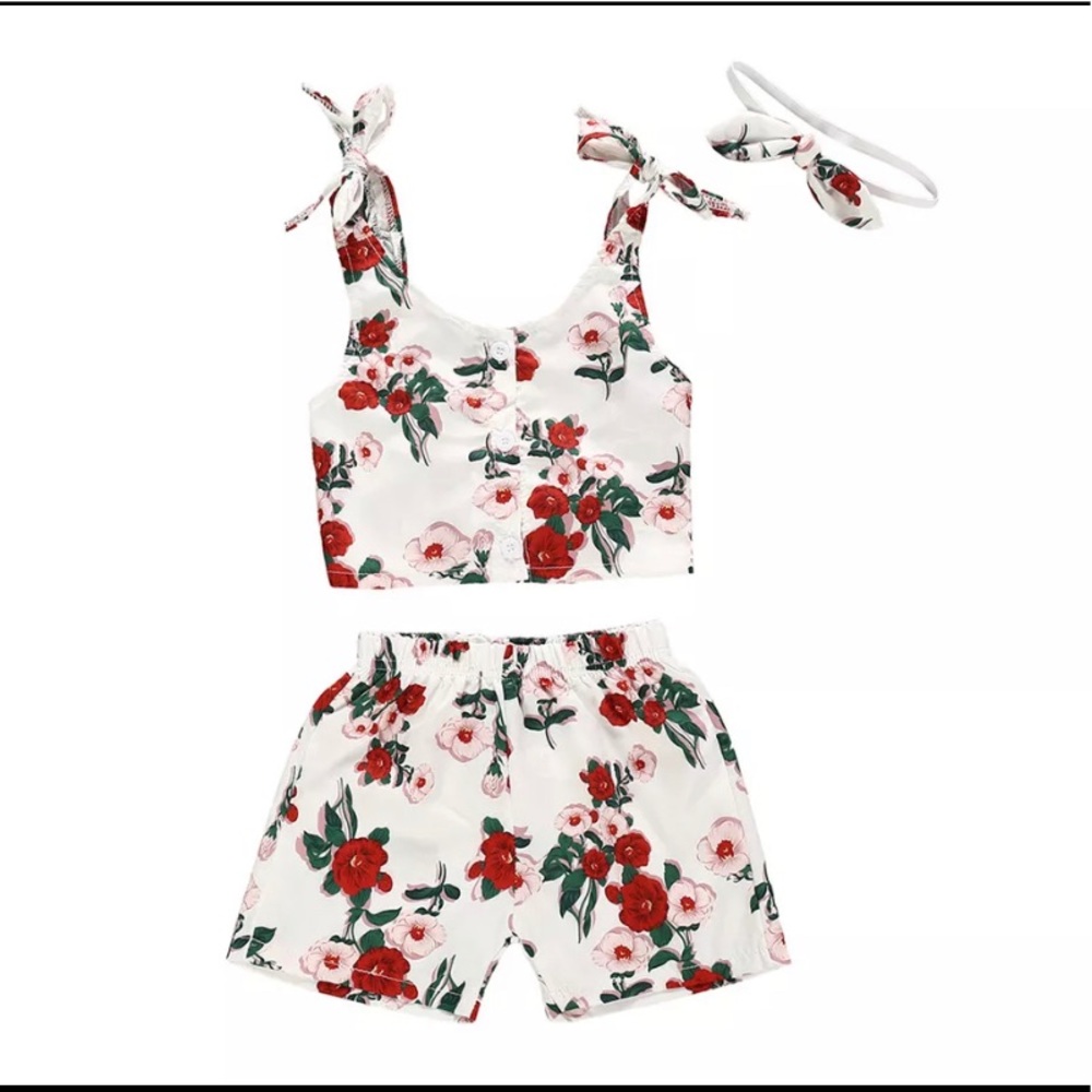2 piece matching floral crop top set